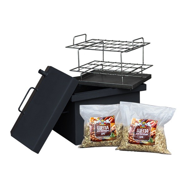 Коптильня гарячого копчення мала з кришкою будиночком та фарбуванням 380x320x360 Коптильня гарячого копчення мала з кришкою будиночком та фарбуванням 380x320x360