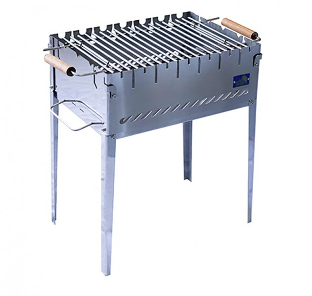 Раскладной мангал на 6 шампуров из нержавеющей стали и решеткой Раскладной мангал на 6 шампуров из нержавеющей стали и решеткой