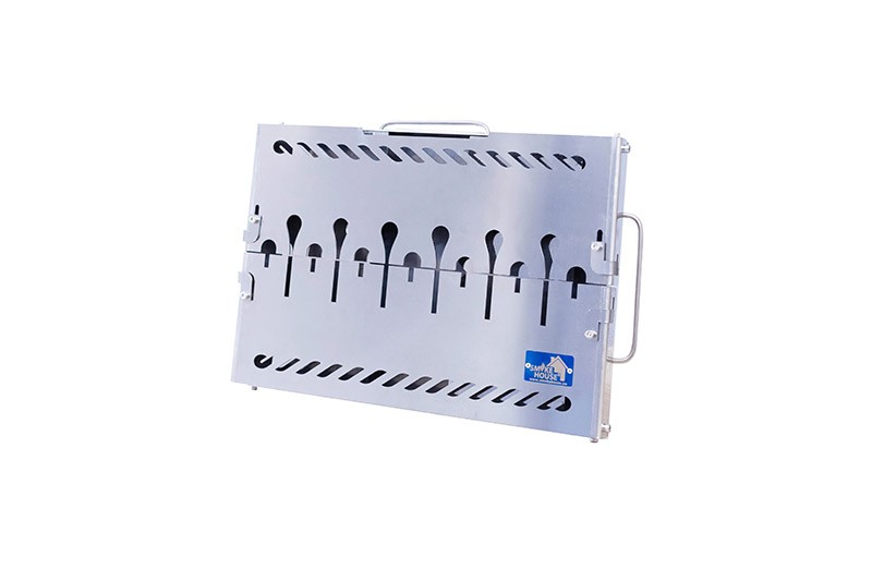 Раскладной мангал на 6 шампуров из нержавеющей стали и решеткой Раскладной мангал на 6 шампуров из нержавеющей стали и решеткой