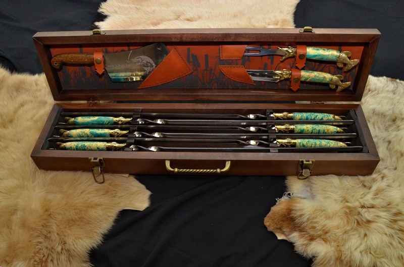 Набор шампуров для пикника На рыбалке в кейсе Набор шампуров для пикника На рыбалке в кейсе