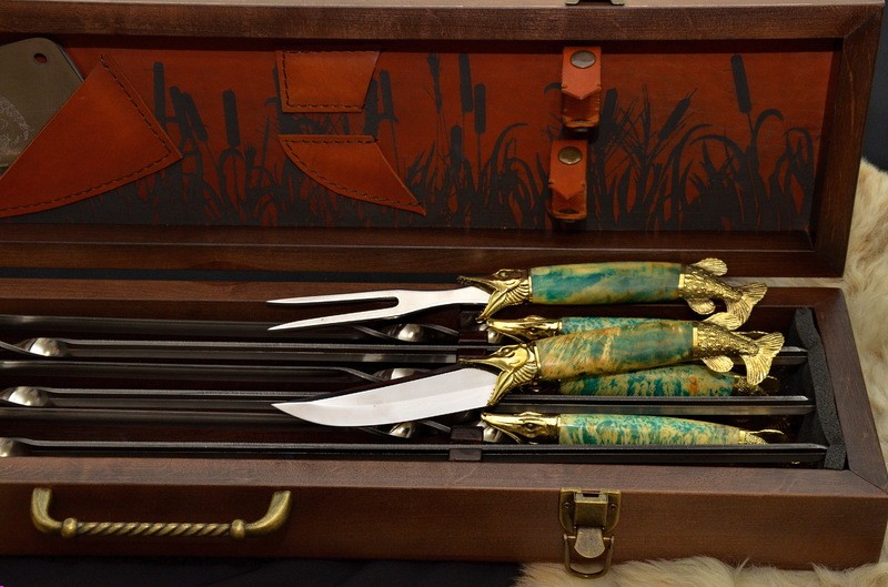 Набор шампуров для пикника На рыбалке в кейсе Набор шампуров для пикника На рыбалке в кейсе