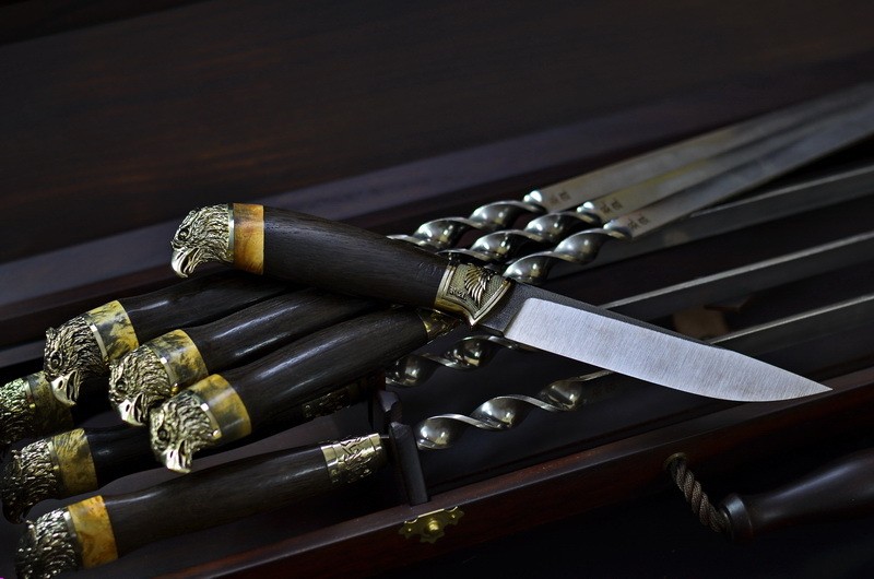 Набор авторских шампуров Полет ВИП в кейсе элит+нож Набор авторских шампуров Полет ВИП в кейсе элит+нож