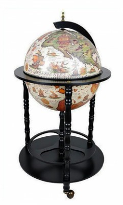 Глобус бар напольный Карта мира чёрный сфера 45 см 45001W-В Глобус бар напольный Карта мира чёрный сфера 45 см 45001W-В