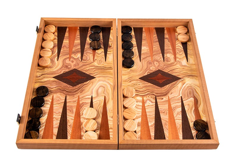 Нарди ручної роботи Manopoulos з оливкового дерева 48x52см Нарди ручної роботи Manopoulos з оливкового дерева 48x52см