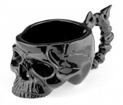 Чашка  Череп с костями черная 
