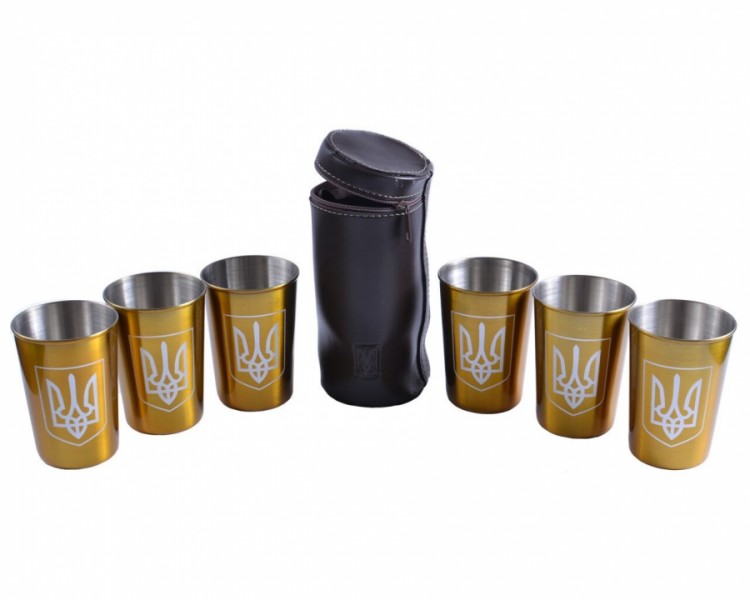 Набір чарки у шкіряному чохлі Україна Набір чарки у шкіряному чохлі Україна