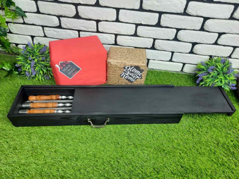 Подарочный набор  шампуров Master (730х15х3 мм) в деревянном кейсе
