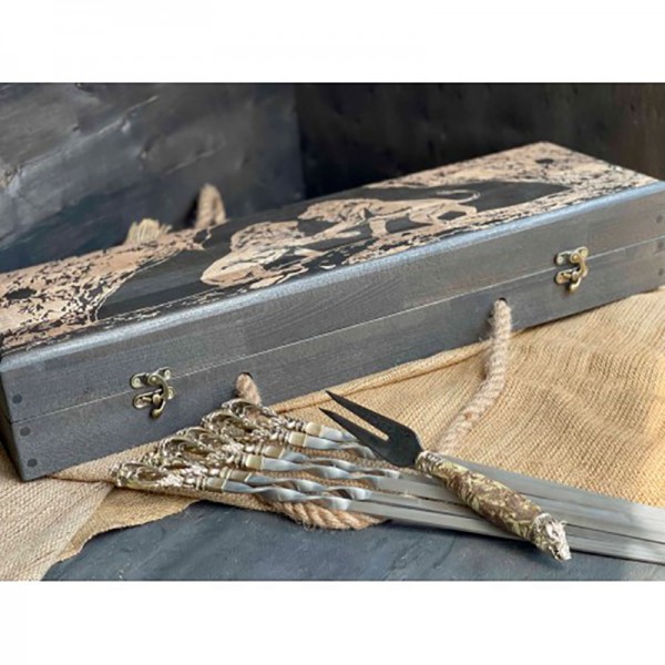 Шампурас вилкой Бриз в расписном кейсе из бука Шампурас вилкой Бриз в расписном кейсе из бука