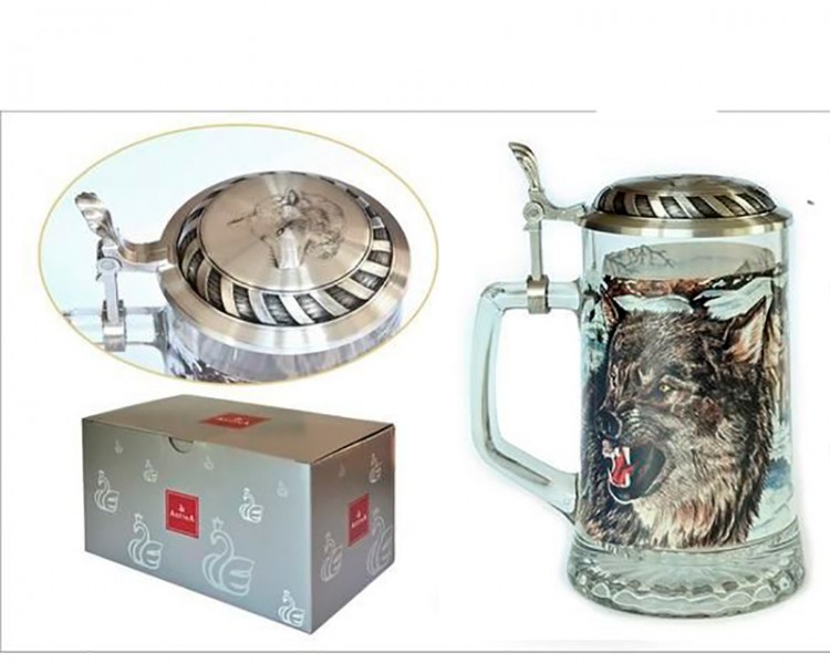 Кружка для пива с крышкой Волки Кружка для пива с крышкой Волки