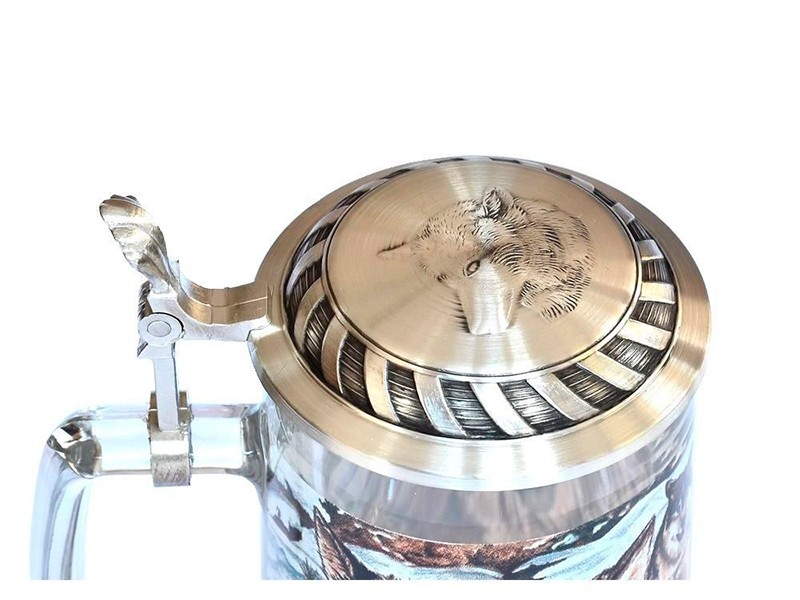 Кружка для пива с крышкой Волки Кружка для пива с крышкой Волки