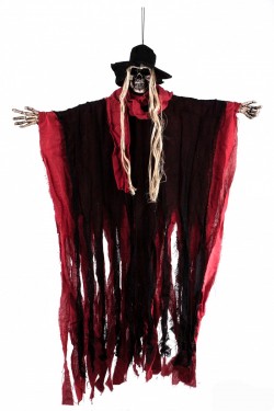 Декор на хэллоуин " Ведьма в шляпе " красная с LED-подсветкой и звуковыми эффектам