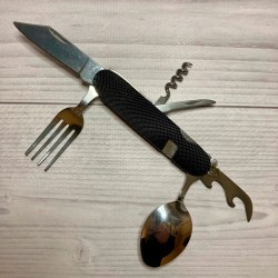 Складной туристический нож, ложка, вилка, штопор, открывалка