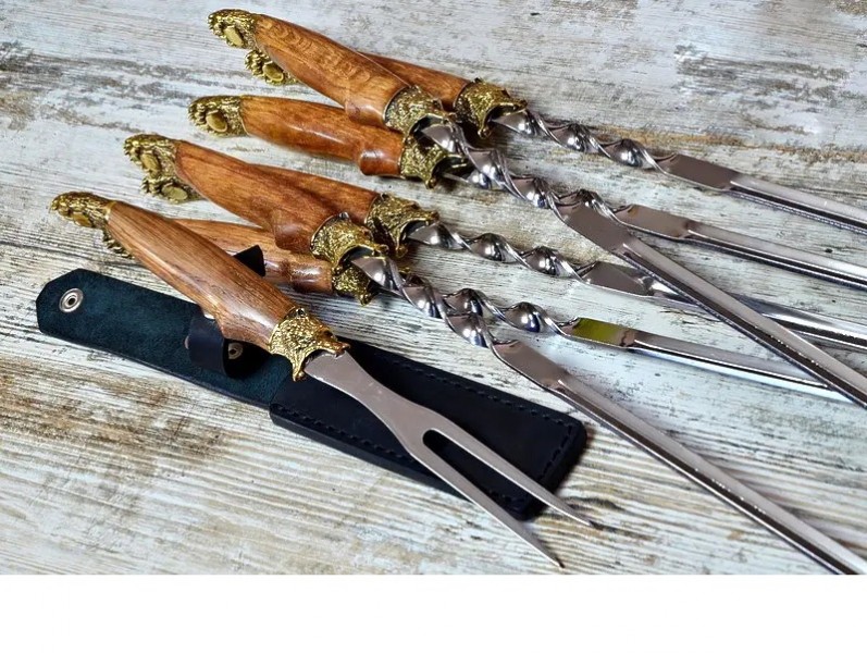 Набір шампурів з вилкою для зняття м’яса Ведмежа лапа Набір шампурів з вилкою для зняття м’яса Ведмежа лапа