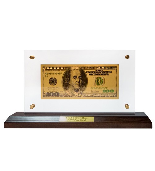 Золотая банкнота 100 USD