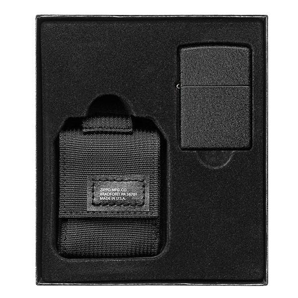 Запальничка із чохлом Zippo 236 Blk Crackle Ltr Tactical Pouch OD Black GS Запальничка із чохлом Zippo 236 Blk Crackle Ltr Tactical Pouch OD Black GS