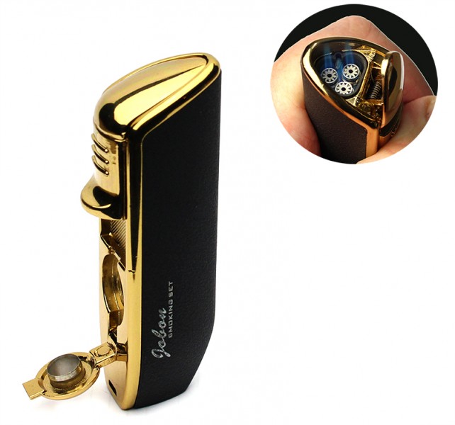 Зажигалка сигарная JOBON тройное пламя с пробойником Зажигалка сигарная JOBON тройное пламя с пробойником