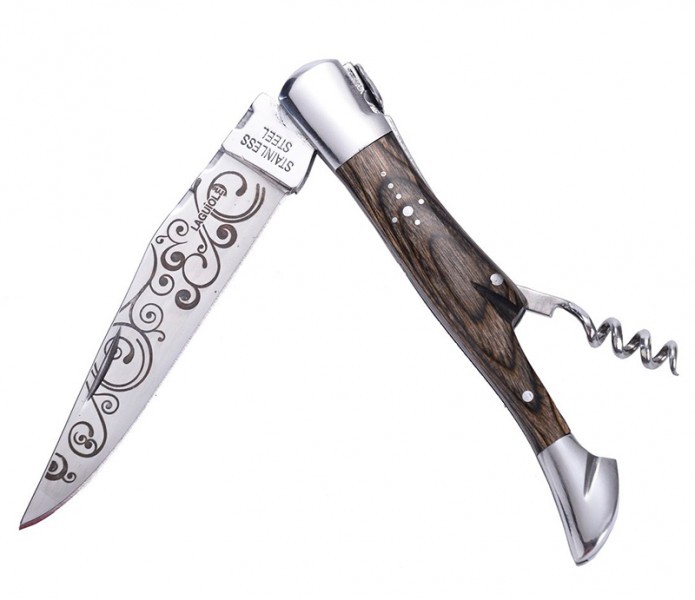 Складаний ніж зі штопором 21,5 см LAGUIOLE, сіре дерево пакка, лезо татування Франція . Складаний ніж зі штопором 21,5 см LAGUIOLE, сіре дерево пакка, лезо татування Франція .