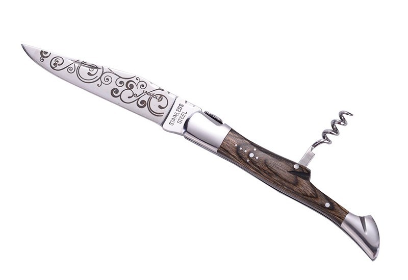 Складаний ніж зі штопором 21,5 см LAGUIOLE, сіре дерево пакка, лезо татування Франція . Складаний ніж зі штопором 21,5 см LAGUIOLE, сіре дерево пакка, лезо татування Франція .