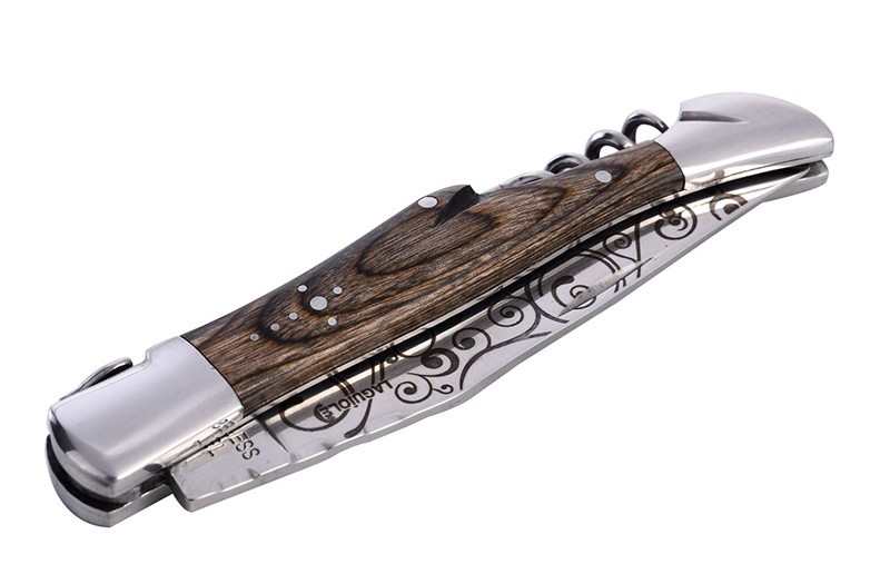 Складаний ніж зі штопором 21,5 см LAGUIOLE, сіре дерево пакка, лезо татування Франція . Складаний ніж зі штопором 21,5 см LAGUIOLE, сіре дерево пакка, лезо татування Франція .