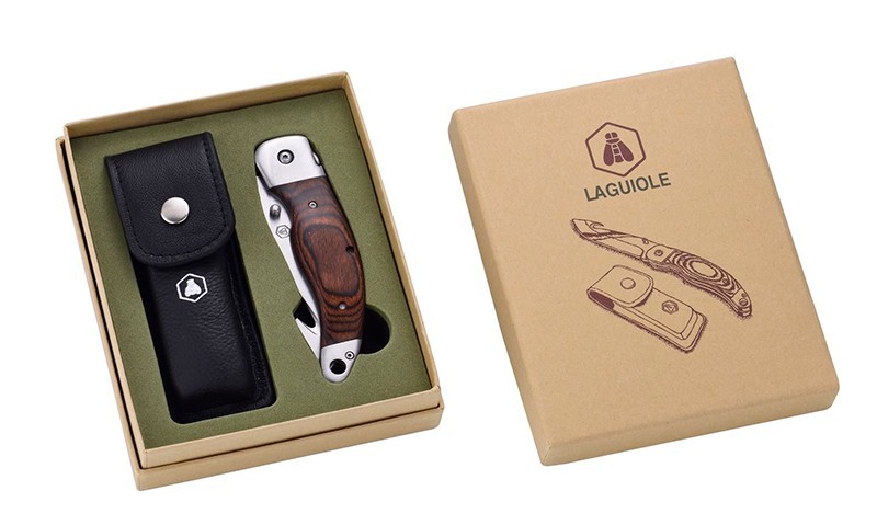 Складаний мисливський ніж з чорним чохлом 21,5 см LAGUIOLE, дерево пакка, коричневий, подарункова коробка Франція . Складаний мисливський ніж з чорним чохлом 21,5 см LAGUIOLE, дерево пакка, коричневий, подарункова коробка Франція .