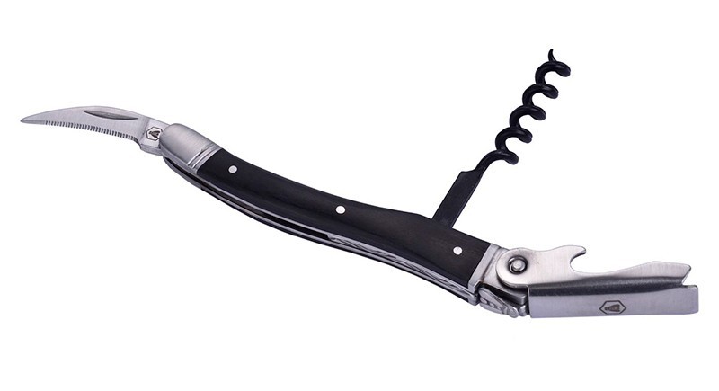 Нож сомелье с открывалкой LAGUIOLE, черное дерево пакка BLACK WOOD CORKSCREW в подарочной коробке Франция Нож сомелье с открывалкой LAGUIOLE, черное дерево пакка BLACK WOOD CORKSCREW в подарочной коробке Франция