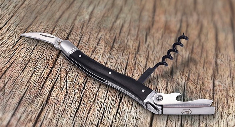 Нож сомелье с открывалкой LAGUIOLE, черное дерево пакка BLACK WOOD CORKSCREW в подарочной коробке Франция Нож сомелье с открывалкой LAGUIOLE, черное дерево пакка BLACK WOOD CORKSCREW в подарочной коробке Франция