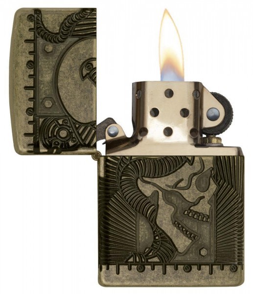 Запальничка армована Zippo Skull Antique Brass Steampunk антична латунь Запальничка армована Zippo Skull Antique Brass Steampunk антична латунь
