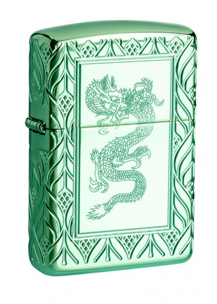 Запальничка армована Zippo Armor High Polish Green Elegant Dragon Запальничка армована Zippo Armor High Polish Green Elegant Dragon
