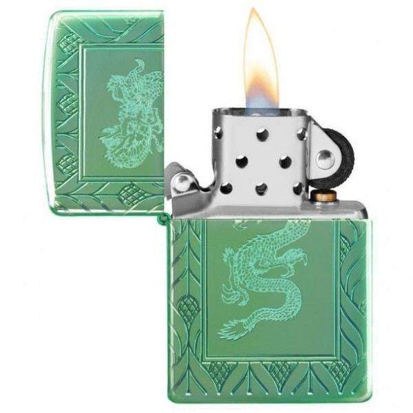 Запальничка армована Zippo Armor High Polish Green Elegant Dragon Запальничка армована Zippo Armor High Polish Green Elegant Dragon