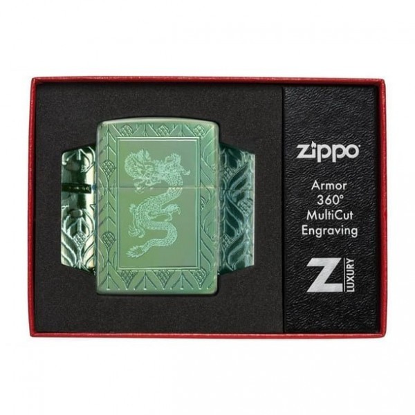 Запальничка армована Zippo Armor High Polish Green Elegant Dragon Запальничка армована Zippo Armor High Polish Green Elegant Dragon