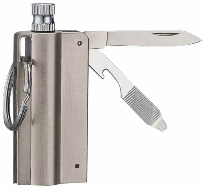 Брелок Бензиновий сірник - Кресало з ножем та відкривалкою Dolphin Брелок Бензиновий сірник - Кресало з ножем та відкривалкою Dolphin