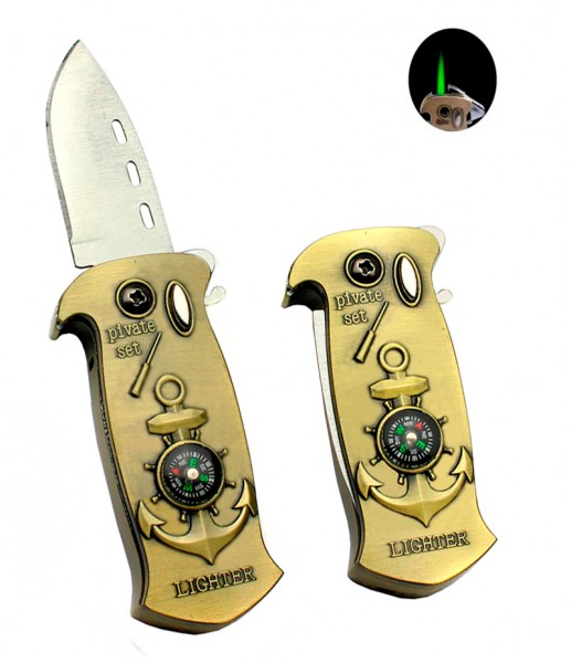 Зажигалка газовая Якорь с Раскладным ножом Зажигалка газовая Якорь с Раскладным ножом