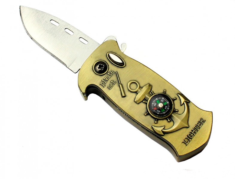 Зажигалка газовая Якорь с Раскладным ножом Зажигалка газовая Якорь с Раскладным ножом