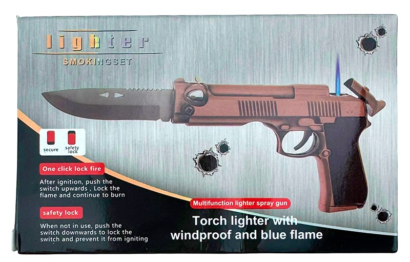 Сувенірний пістолет з ножем та запальничкою в коробці Сувенірний пістолет з ножем та запальничкою в коробці