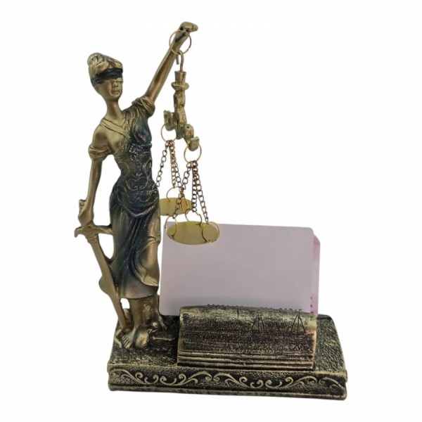 Фемида с весами подставка под визитки 18 х 13 х 7 см Фемида с весами подставка под визитки 18 х 13 х 7 см