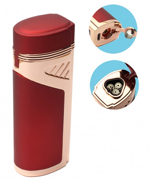 Газова Електронна Запальничка Lighter з 3 форсунками для сигар Газова Електронна Запальничка Lighter з 3 форсунками для сигар