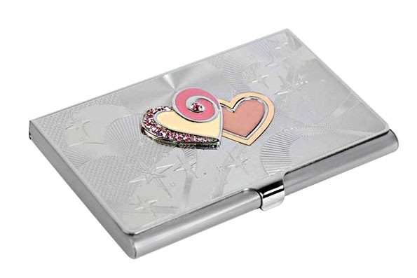 Візитниця зі стразами Два серця Візитниця зі стразами Два серця