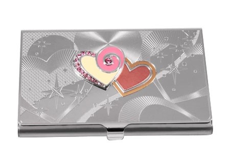 Візитниця зі стразами Два серця Візитниця зі стразами Два серця