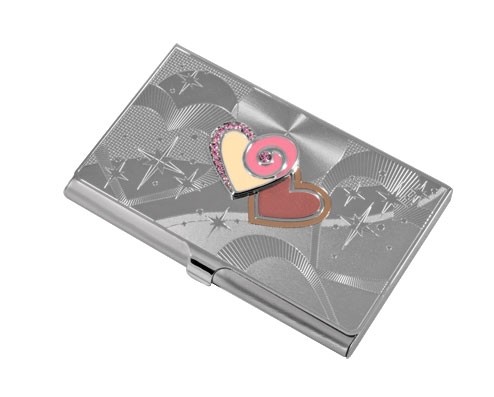 Візитниця зі стразами Два серця Візитниця зі стразами Два серця
