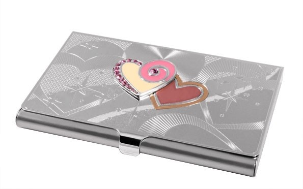 Візитниця зі стразами Два серця Візитниця зі стразами Два серця