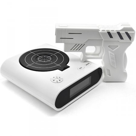 Будильник із пістолетом білий . Будильник із пістолетом білий .