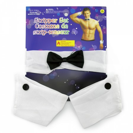 Набір Стриптизера (білі манжети, білий комірець, краватка метелик) Набір Стриптизера (білі манжети, білий комірець, краватка метелик)