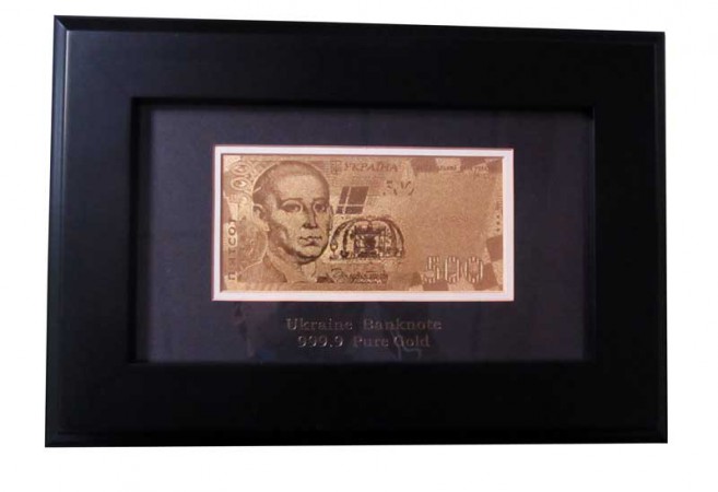 Банкнота 500 Гривен в деревянной рамке 