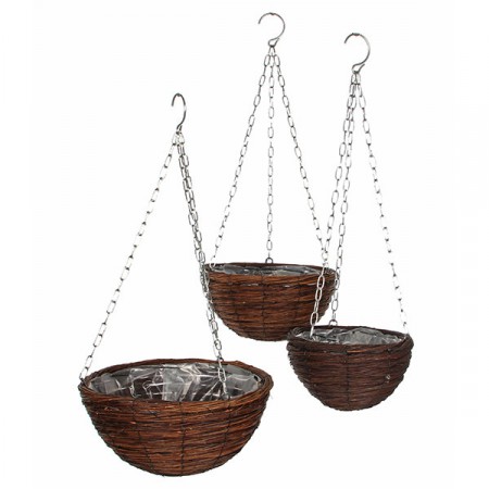 Набір горщиків для квітів лоза 3шт коричневі Набір горщиків для квітів лоза 3шт коричневі