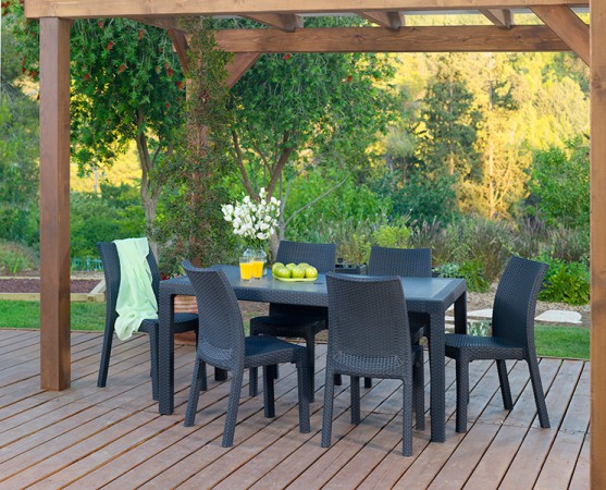 Стіл, штучний ротанг, Melody сірий Стіл, штучний ротанг, Melody сірий