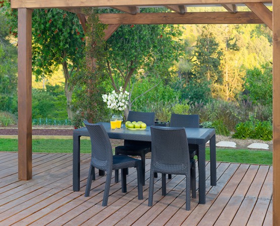 Стіл, штучний ротанг, Melody сірий Стіл, штучний ротанг, Melody сірий