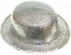 Шляпа Котелок пластик блестящая серебряная