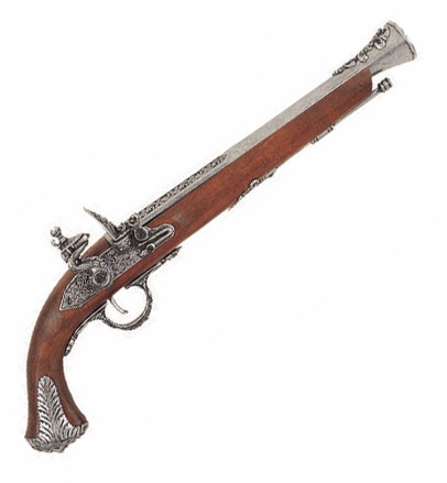 Пістолет британський, XVIII століття, прикрашений сріблом . Пістолет британський, XVIII століття, прикрашений сріблом .
