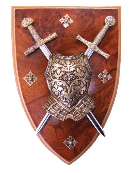 Панно міні-меч Ескалібур, міні-меч Карла Великого, кіраса на щиті . Панно міні-меч Ескалібур, міні-меч Карла Великого, кіраса на щиті .