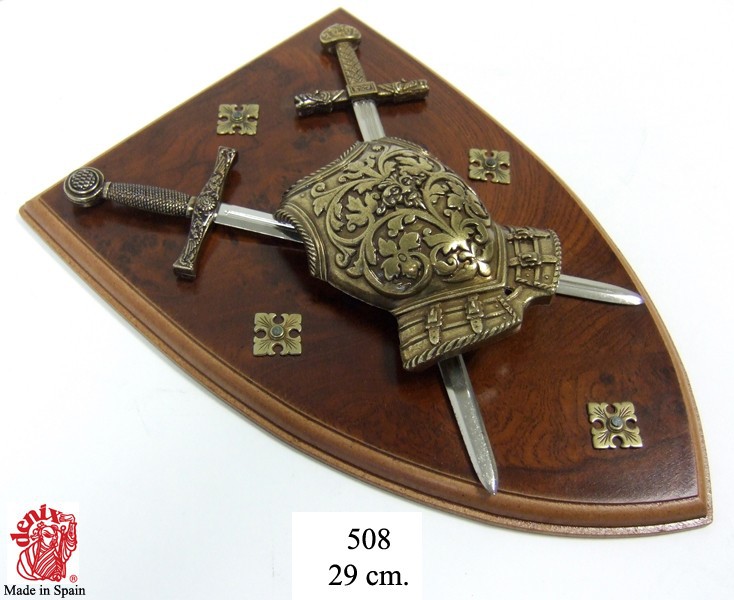 Панно міні-меч Ескалібур, міні-меч Карла Великого, кіраса на щиті . Панно міні-меч Ескалібур, міні-меч Карла Великого, кіраса на щиті .